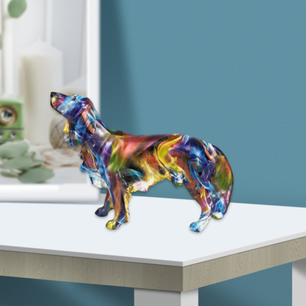 リビングルームギフトプレゼントの装飾のための落書きアート犬像樹脂置物｜stk-shop｜02