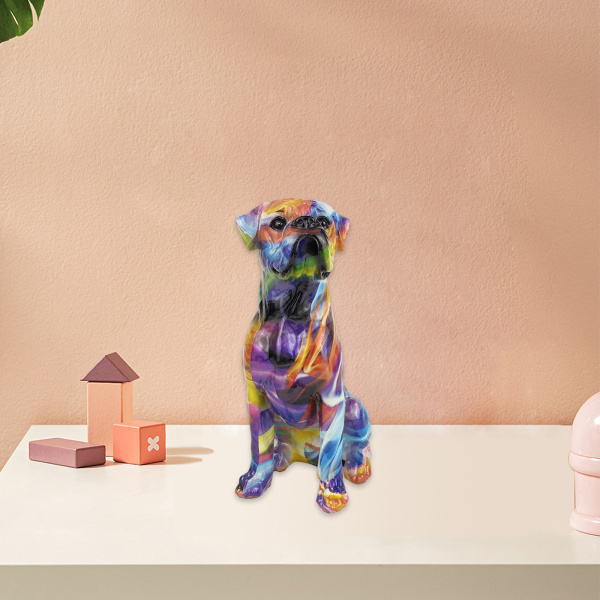 リビングルームギフトプレゼントの装飾のための落書きアート犬像樹脂置物｜stk-shop｜03
