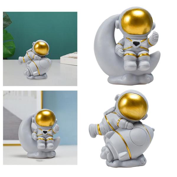 宇宙飛行士の像の彫刻コレクタブルフィギュアホームオフィスデスクトップの装飾月と宇宙飛行士