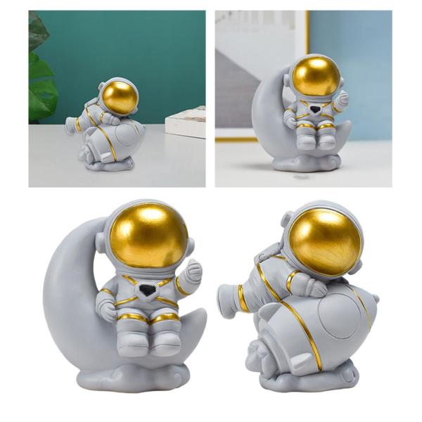 宇宙飛行士の像の彫刻コレクタブルフィギュアホームオフィスデスクトップの装飾月と宇宙飛行士