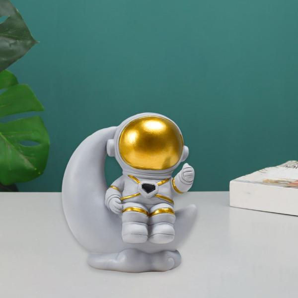宇宙飛行士の像の彫刻コレクタブルフィギュアホームオフィスデスクトップの装飾月と宇宙飛行士