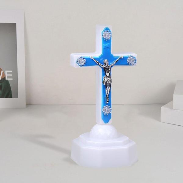 教会の装飾のための3DイエスLEDネオンライト彫刻ハンギングサインランプブルー