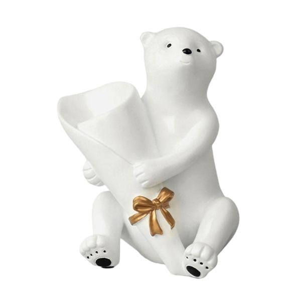 クマの帽子付き陶器　花瓶 クマの花瓶の彫刻ドライフラワーアレンジメント寝室庭の装飾オフィス