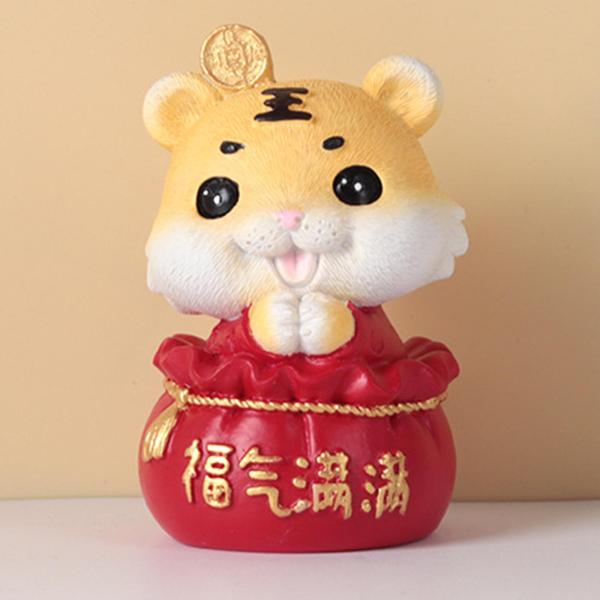クリスマスの装飾のための樹脂タイガー像新年動物干支5.5x5x8cm