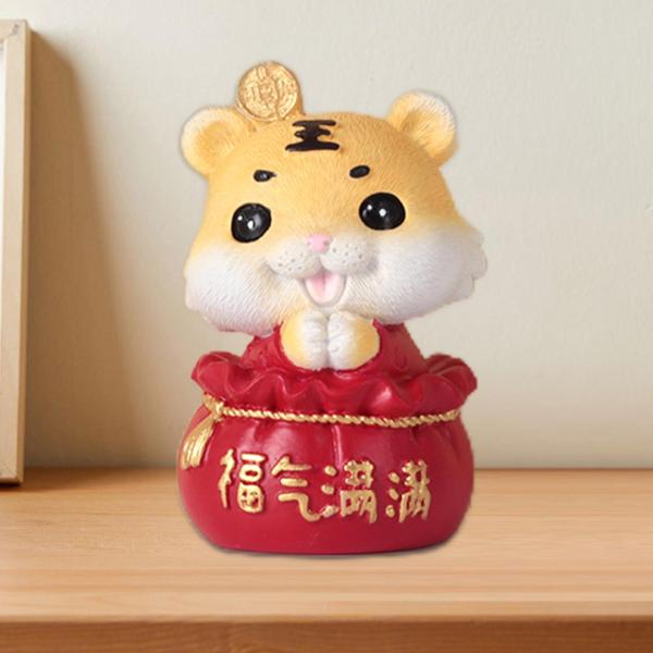 クリスマスの装飾のための樹脂タイガー像新年動物干支5.5x5x8cm