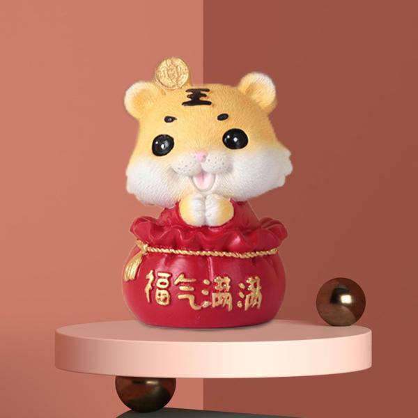 クリスマスの装飾のための樹脂タイガー像新年動物干支5.5x5x8cm