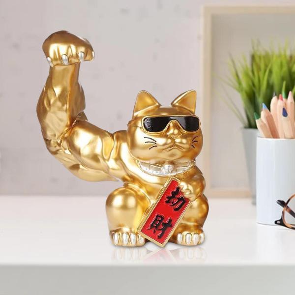 中国の筋肉の腕招き猫の置物強力な巨大な腕の店のオープニングの装飾