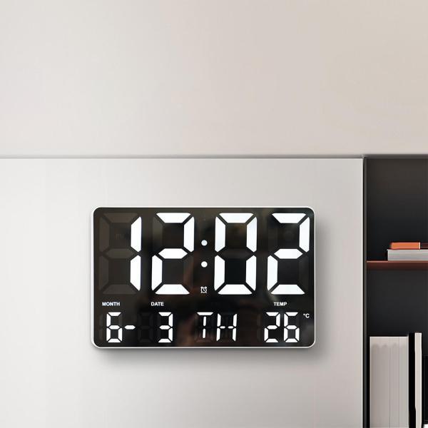 壁掛け時計 デジタル LED電子時計 リモコン付 日付 温度表示 光感知機能 時計 USB 大画面 北欧風 シンプル｜stk-shop｜02