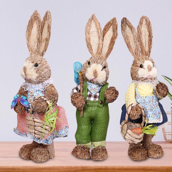 休日の子供たちの贈り物のための服ファーマーバニーとわらのウサギの装飾｜stk-shop｜03