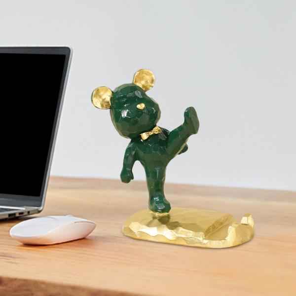 かわいいクマの彫刻携帯電話スタンドテーブルおもちゃデスククラフトホルダーギフト｜stk-shop｜02