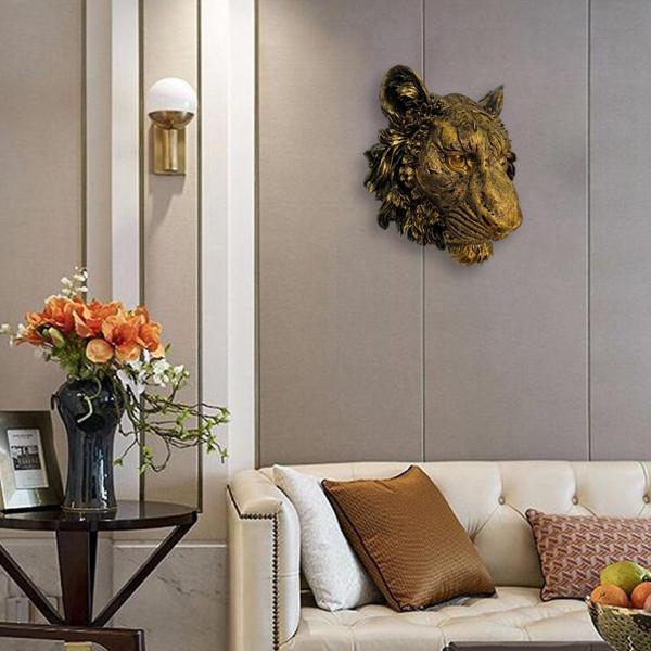リアルな3D動物の頭像の彫刻ウォールマウント素朴なオフィスの装飾20.5x11x22cm