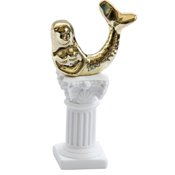 結婚式の装飾のための台座スタンド置物ローマの柱人魚の金