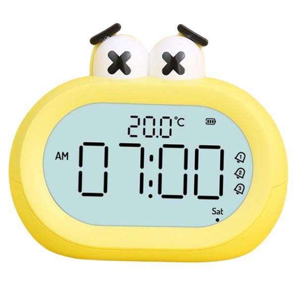 ナイトライト付き大型キッズ目覚まし時計カレンダーギフトテーブルスマートLEDイエロー