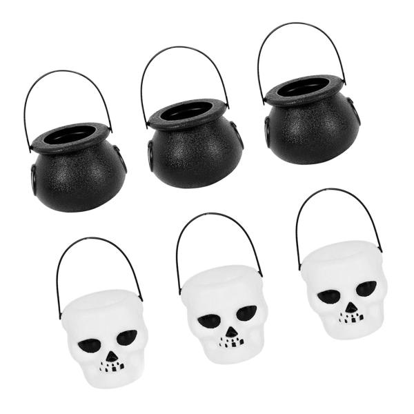 6x ハロウィン キャンディー バケツ ジャー 小道具 ホルダー パーティー デコレーション 子供 おもちゃ 魔女 ホラー バケツ