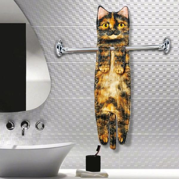 猫面白いハンドタオルキッチンタオル手ぬぐい誕生日プレゼントキッチンタオルぶら下げ強力な吸収性装飾乾燥タオル , D