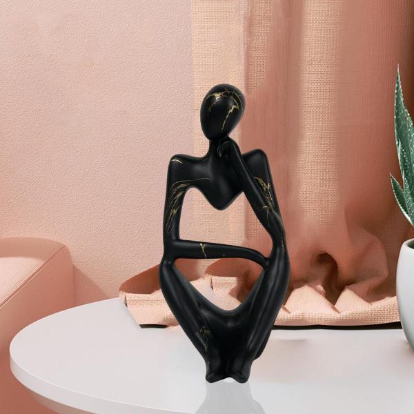 抽象的思想家の彫像 樹脂飾り レストランの休日の装飾用 思考左