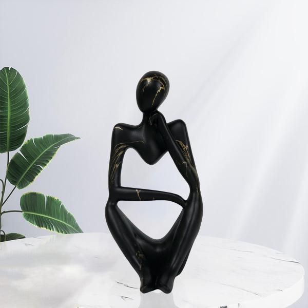 抽象的思想家の彫像 樹脂飾り レストランの休日の装飾用 思考左