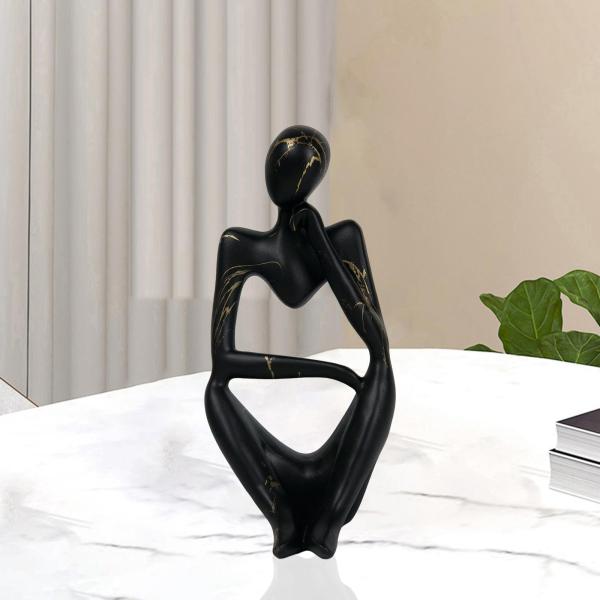 抽象的思想家の彫像 樹脂飾り レストランの休日の装飾用 思考左