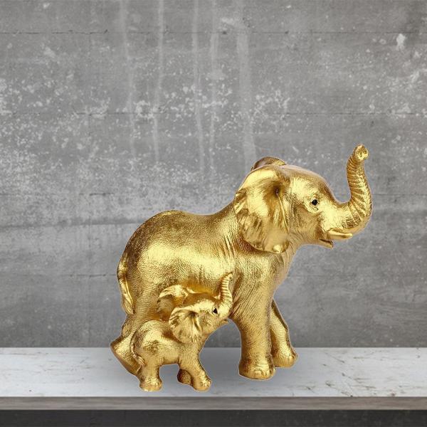 装飾的な象の彫像 卓上アート ミニチュア オーナメント 寝室用 ゴールド