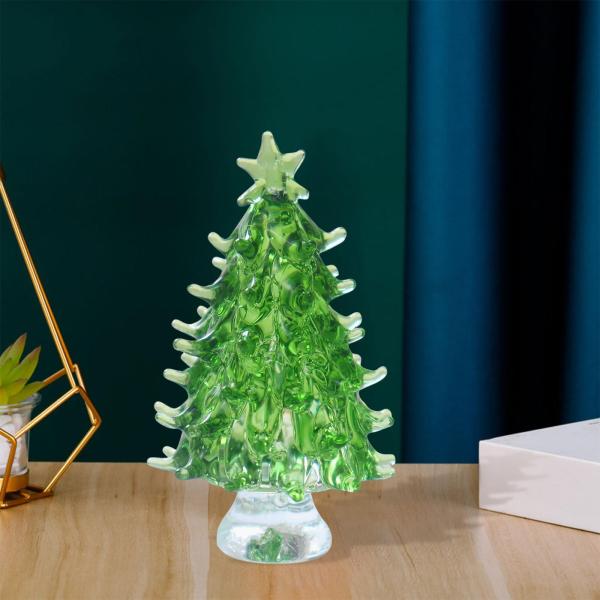 小さなクリスタル クリスマス ツリー置物工芸品オフィス リビング ルーム ホリデー グリーン