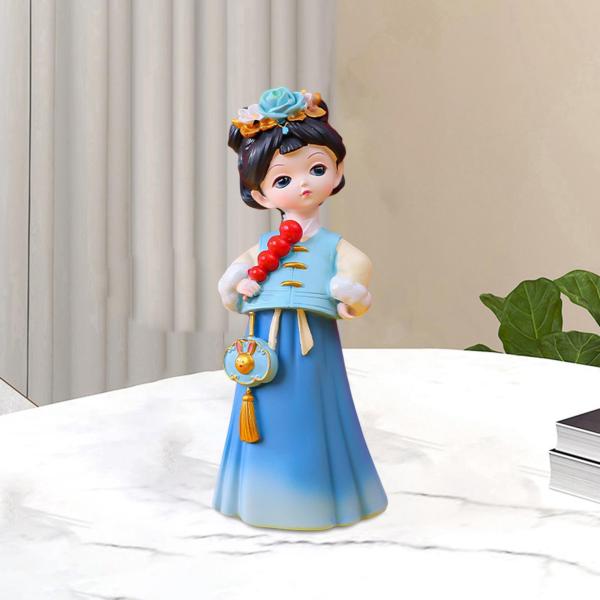 繁体字中国語女の子像彫刻玄関窓樹脂置物砂糖漬けホーズ