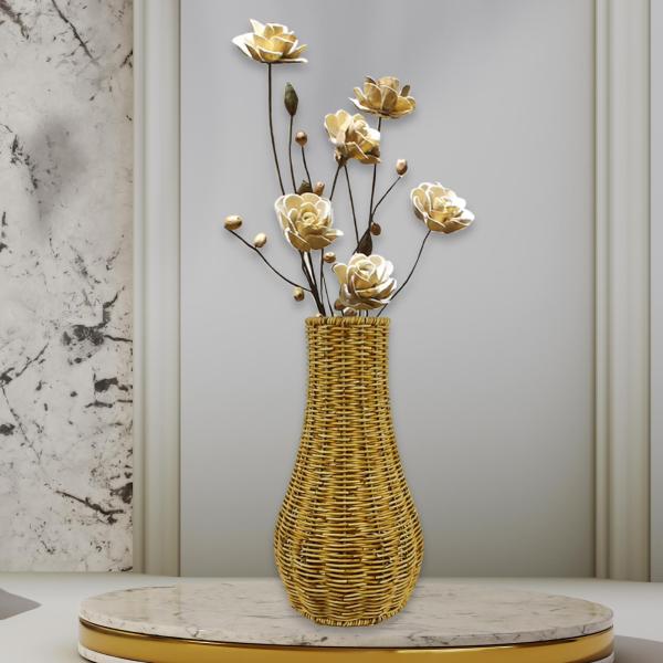 藤の木の枝の椅子　花瓶、陶器など飾り台　手作り 籐花瓶, 枝編み細工品花瓶枝植木鉢素朴な装飾 19 cm x 35 .5 : STK