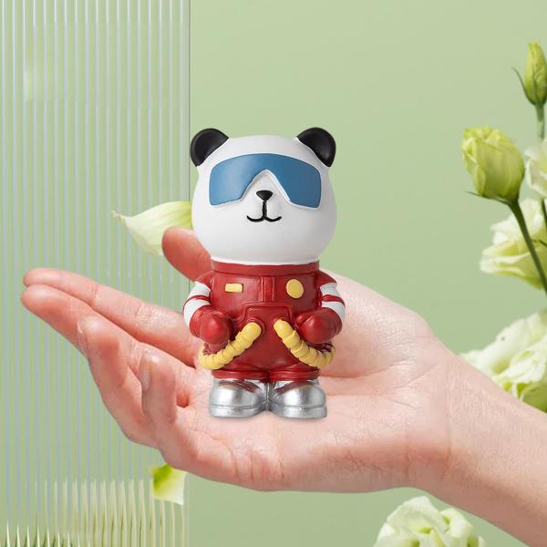 パンダ宇宙飛行士の置物動物の彫刻リビングルームの装飾ギフトフィギュアオーナメント , 赤