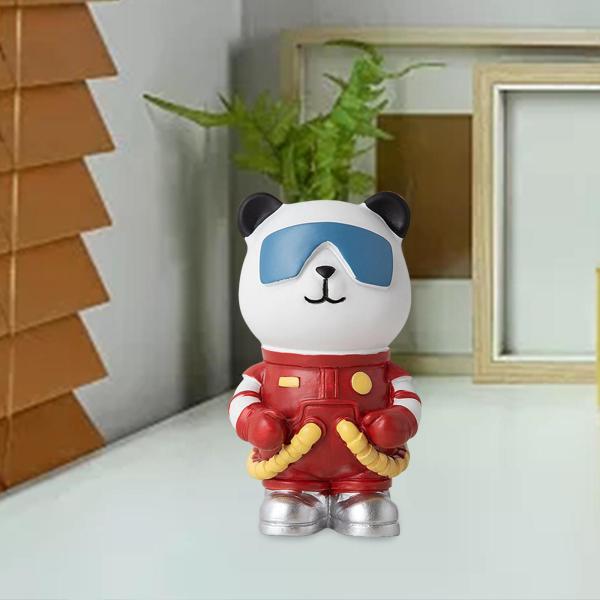 パンダ宇宙飛行士の置物動物の彫刻リビングルームの装飾ギフトフィギュアオーナメント , 赤