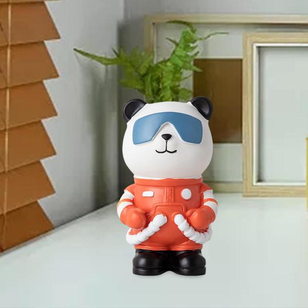 パンダ宇宙飛行士の置物動物の彫刻リビングルームの装飾ギフトフィギュアオーナメント , オレンジ