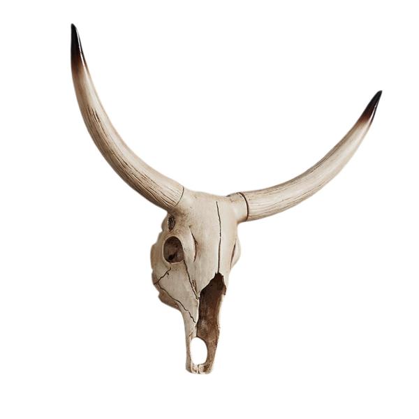 頭蓋骨の羊の頭の壁の彫刻 3D 動物の頭の装飾 Longhorn の頭蓋骨