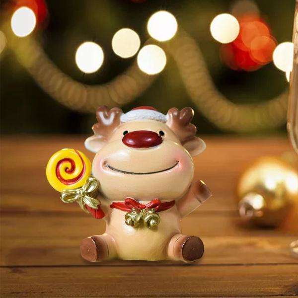 クリスマス樹脂フィギュア、漫画のリアルな工芸品、クリスマスホリデーの装飾、オフィスパーティーホーム用の愛らしいオーナメント小道具像 , 鹿