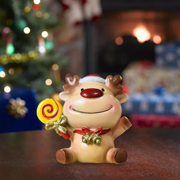 クリスマス樹脂フィギュア、漫画のリアルな工芸品、クリスマスホリデーの装飾、オフィスパーティーホーム用の愛らしいオーナメント小道具像 , 鹿