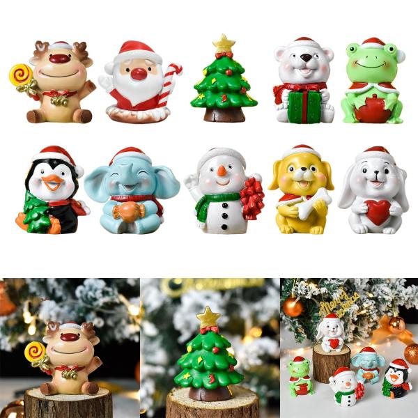 クリスマス樹脂フィギュア、漫画のリアルな工芸品、クリスマスホリデーの装飾、オフィスパーティーホーム用の愛らしいオーナメント小道具像 , 鹿