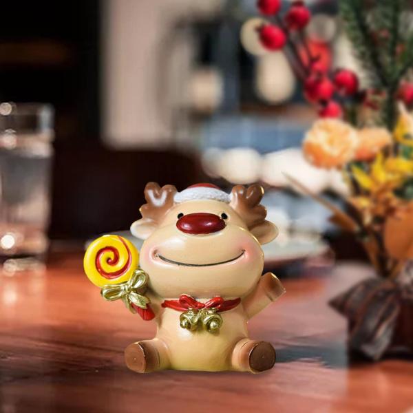 クリスマス樹脂フィギュア、漫画のリアルな工芸品、クリスマスホリデーの装飾、オフィスパーティーホーム用の愛らしいオーナメント小道具像 , 鹿