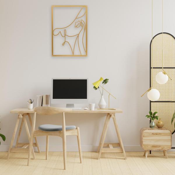 メタルウォールアートの装飾 女性のシルエット ミニマリストの顔のラインの装飾 StyleC