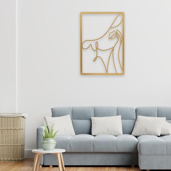 メタルウォールアートの装飾 女性のシルエット ミニマリストの顔のラインの装飾 StyleC