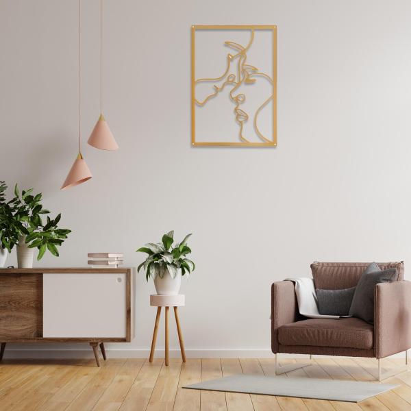 金属壁アート装飾女性シルエットミニマリストフェイシャルライン装飾 StyleD