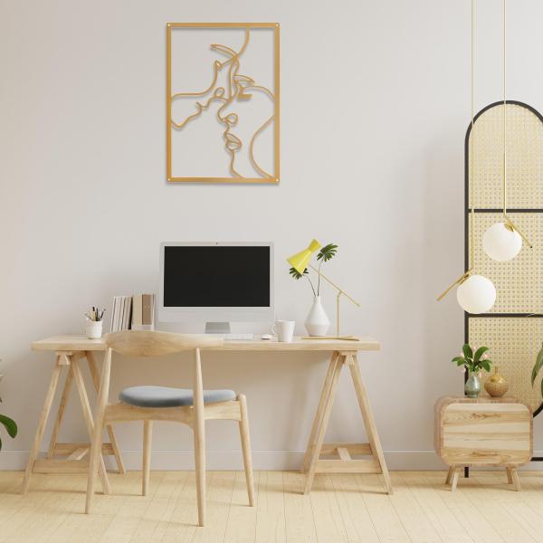 金属壁アート装飾女性シルエットミニマリストフェイシャルライン装飾 StyleD