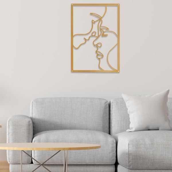 金属壁アート装飾女性シルエットミニマリストフェイシャルライン装飾 StyleD