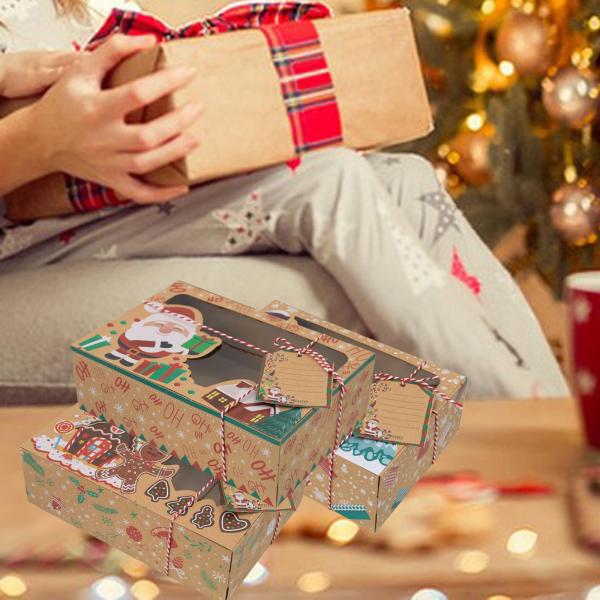 クリアウィンドウ付きクリスマスギフトボックス イチゴ用クリスマストリートボックス 6セット
