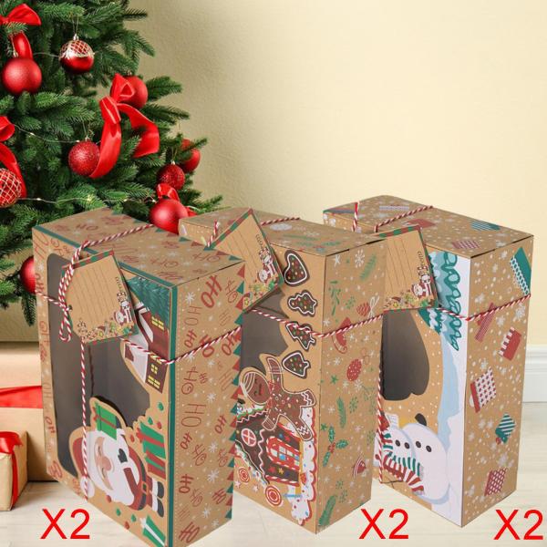 クリアウィンドウ付きクリスマスギフトボックス イチゴ用クリスマストリートボックス 6セット