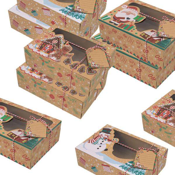 クリアウィンドウ付きクリスマスギフトボックス イチゴ用クリスマストリートボックス 9セット