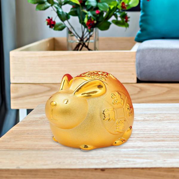 休日の家の装飾オフィスのための幸運なウサギのお金の銀行の動物の置物像｜stk-shop｜03