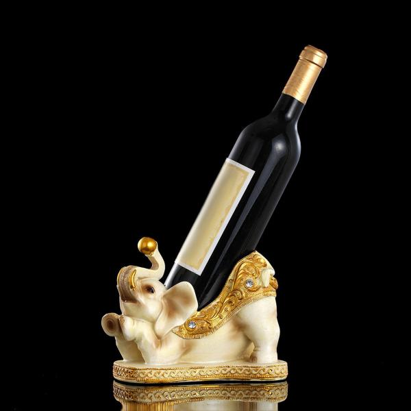 象の置物 樹脂像 彫刻 装飾 アートクラフト ボトルラックホルダー ベージュ