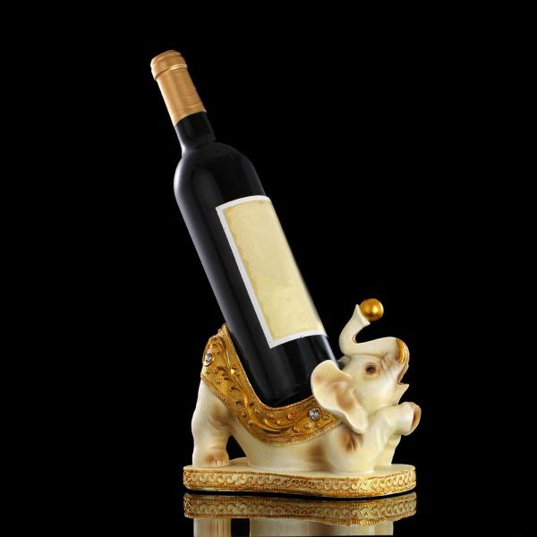 象の置物 樹脂像 彫刻 装飾 アートクラフト ボトルラックホルダー ベージュ