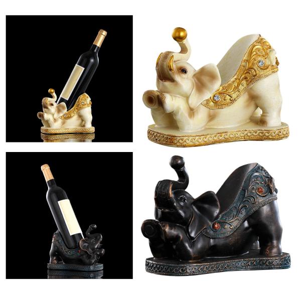 象の置物 樹脂像 彫刻 装飾 アートクラフト ボトルラックホルダー ベージュ