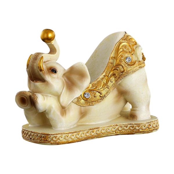 象の置物 樹脂像 彫刻 装飾 アートクラフト ボトルラックホルダー ベージュ