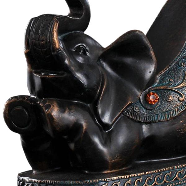 象の置物 樹脂像 彫刻 装飾 アートクラフト ボトルラックホルダー ブラックとバイオレット