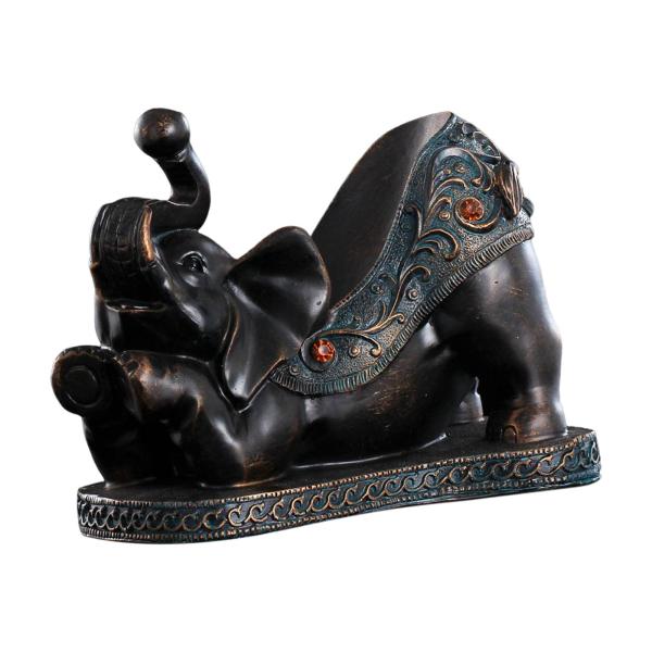 象の置物 樹脂像 彫刻 装飾 アートクラフト ボトルラックホルダー ブラックとバイオレット