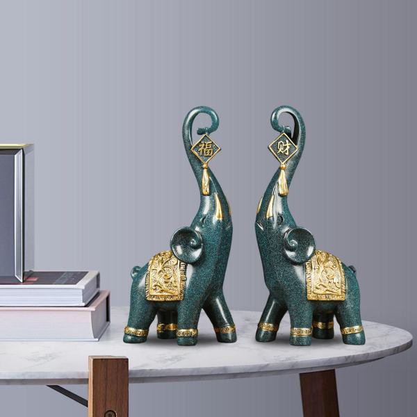 象の彫像の置物 装飾的なアクセントの彫刻 トランクアップ付き 自宅のデスクトップの装飾 樹脂工芸品 ギフト :98253513:STKショップ  通販 